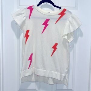 THML flutter sleeve LIGHTNING BOLT Sweater lightweight Pink NWOT summer